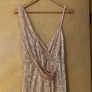 NWOT long sequin dress special occasion prom wedding Medium pink